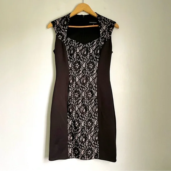 Cynthia Rowley Lace Inset Silhouette Dress Womens 4 Little Black Dress - Picture 2 of 13